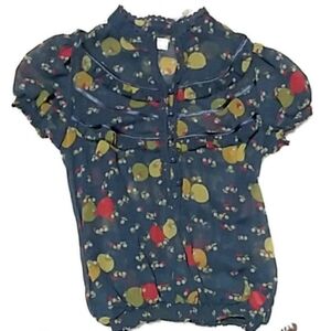 Kimchi Blue (Urban Outfitters) Medium Top Blue Ruffles Lace‎ Short Sleeve